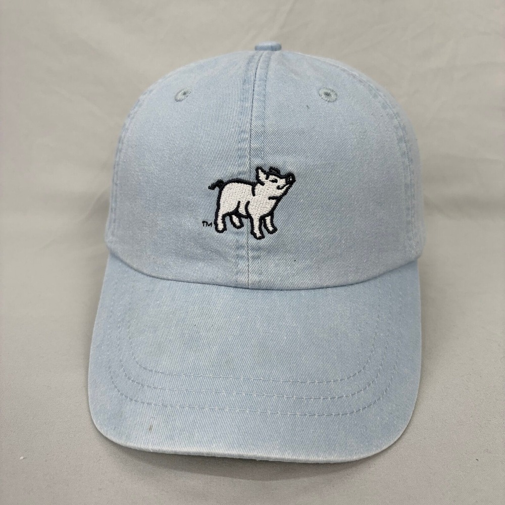 Adams Baseball Cap Pig Embroidered Unisex OSFM Blue Cotton Leather‎ Strap